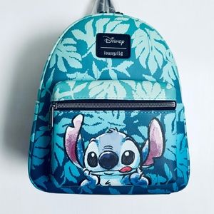 Disney Lilo & Stitch Blue Tropical Leaves Mini Backpack